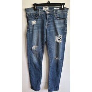 Frame Denim Le Grand Garcon Jeans 27  Distressed Ripped Boyfriend